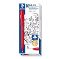 STAEDTLER 423 STICK ICE TRIANGULAR RETRACTABLE BALLPOINT PEN MEDIUM RED BOX 10