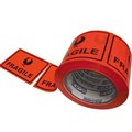 STYLUS PRINTED PACKAGING LABELS FRAGILE 75 X 50MM FLUORO ROLL 500