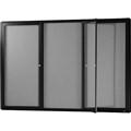 VISIONCHART BE NOTICED NOTICE CASE 3 HINGED DOOR 1830 X 1200MM BLACK FRAME GREY BACKING