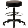 YS DESIGN UTILITY STOOL WITH DRAFTING RING BLACK FRAME AND PU COVER