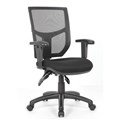 YS DESIGN HALO CLERICAL CHAIR HIGH MESH BACK WITH ADJUSTABLE ARMS BLACK