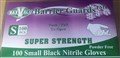 NITRILE GLOVES BLACK SMALL SUPER STRENGTH PK 100 CTN 1000